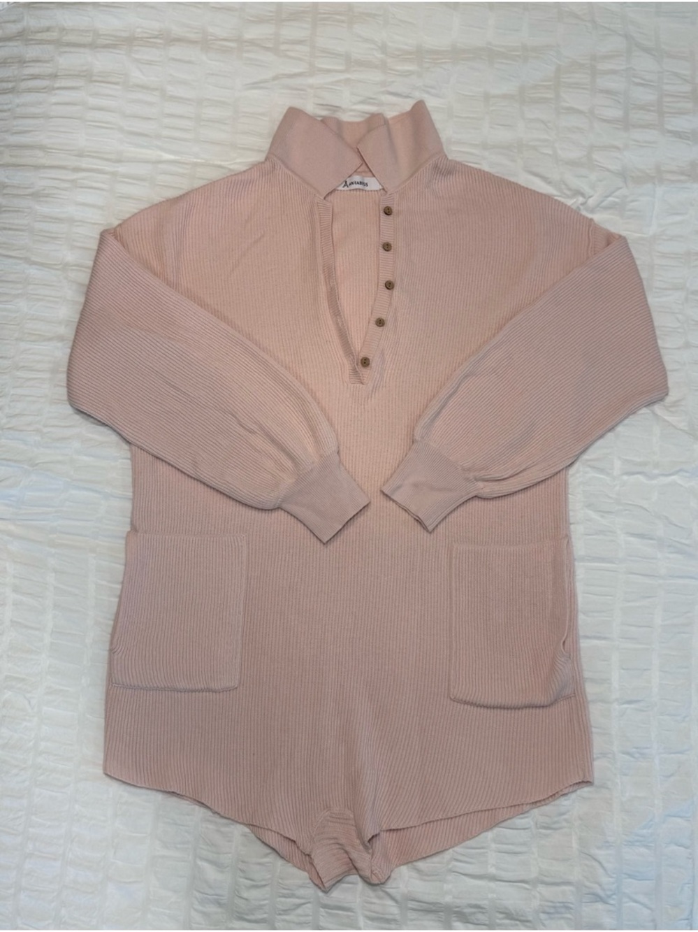 Cozy Ribbed Romper - Blush